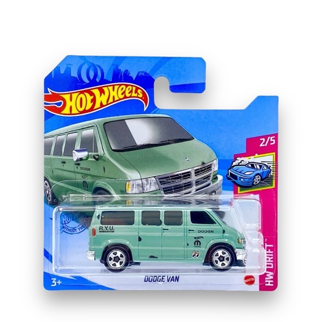Hot Wheels Dodge Van (Green) - 2/5 HW Drift 2021 - 50/250 - (Short Card) - COMES IN A KLAS CAR KEEPER HOT WHEELS PROTECTOR COLLECTORS CASE - GRX21