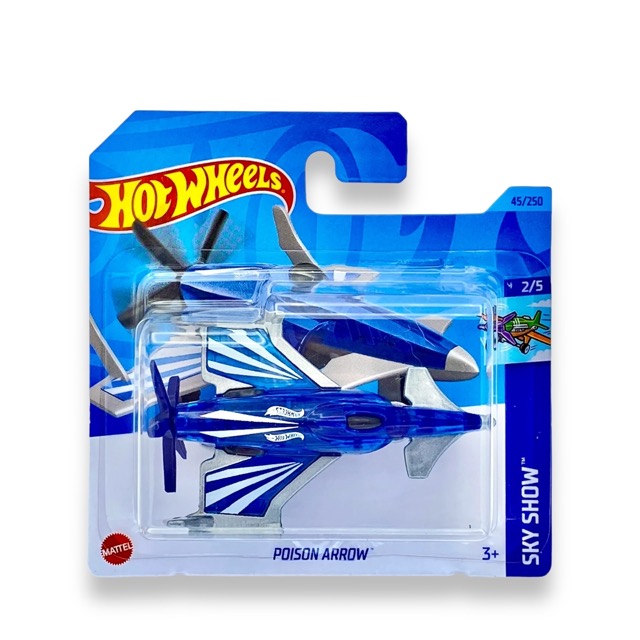 Hot Wheels Poison Arrow (Blue) - 2/5 Sky Show - 2023 - 45/250 (Short Card) - COMES IN A KLAS CAR KEEPER HOT WHEELS PROTECTOR COLLECTORS CASE - HKK52