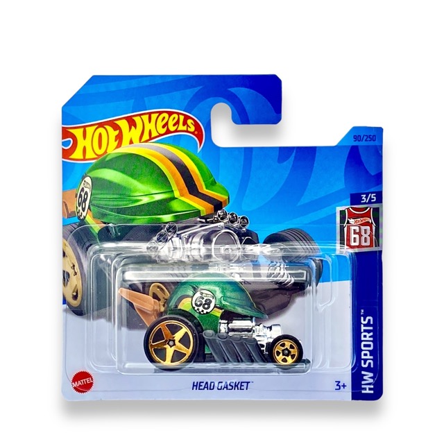 Hot Wheels Head Gasket (Metallic Green) - 3/5 HW Sports - 2023 - 90/250 (Short Card) - COMES IN A KLAS CAR KEEPER HOT WHEELS PROTECTOR COLLECTORS CASE - HKK45