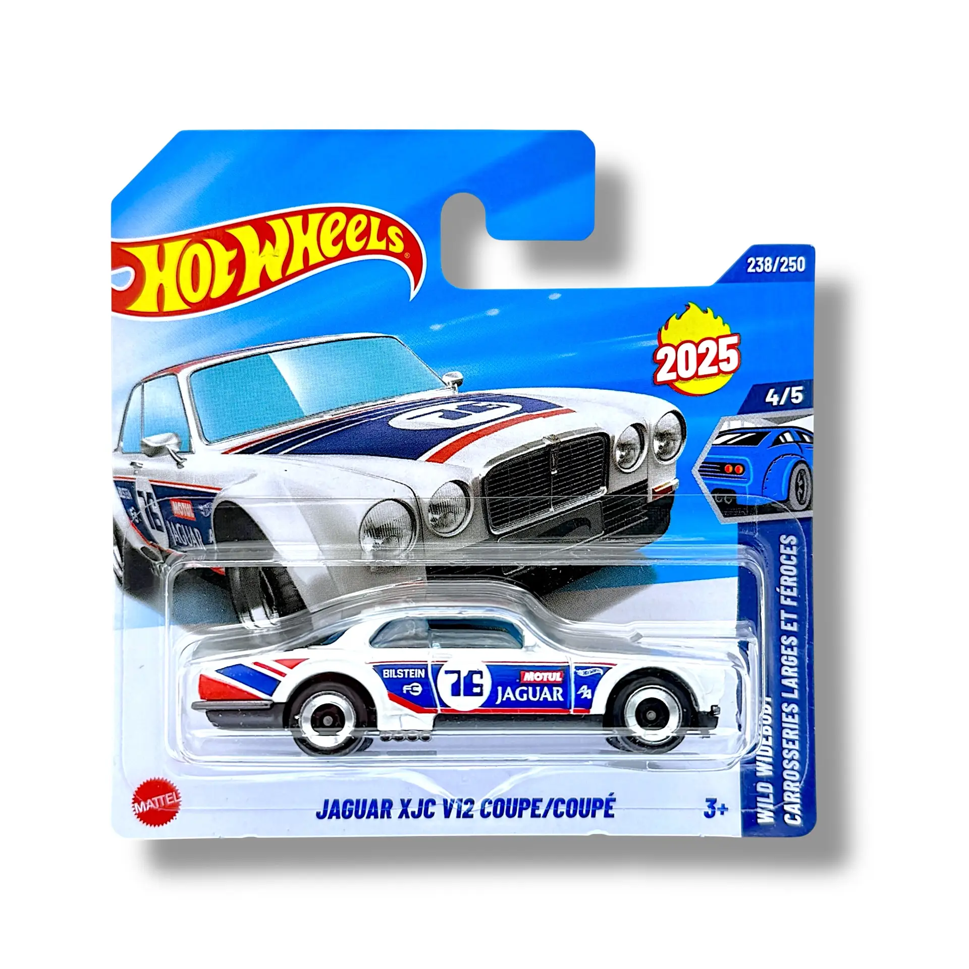 Hot Wheels Jaguar XJC V12 Coupe (White, Red & Blue) HYW54