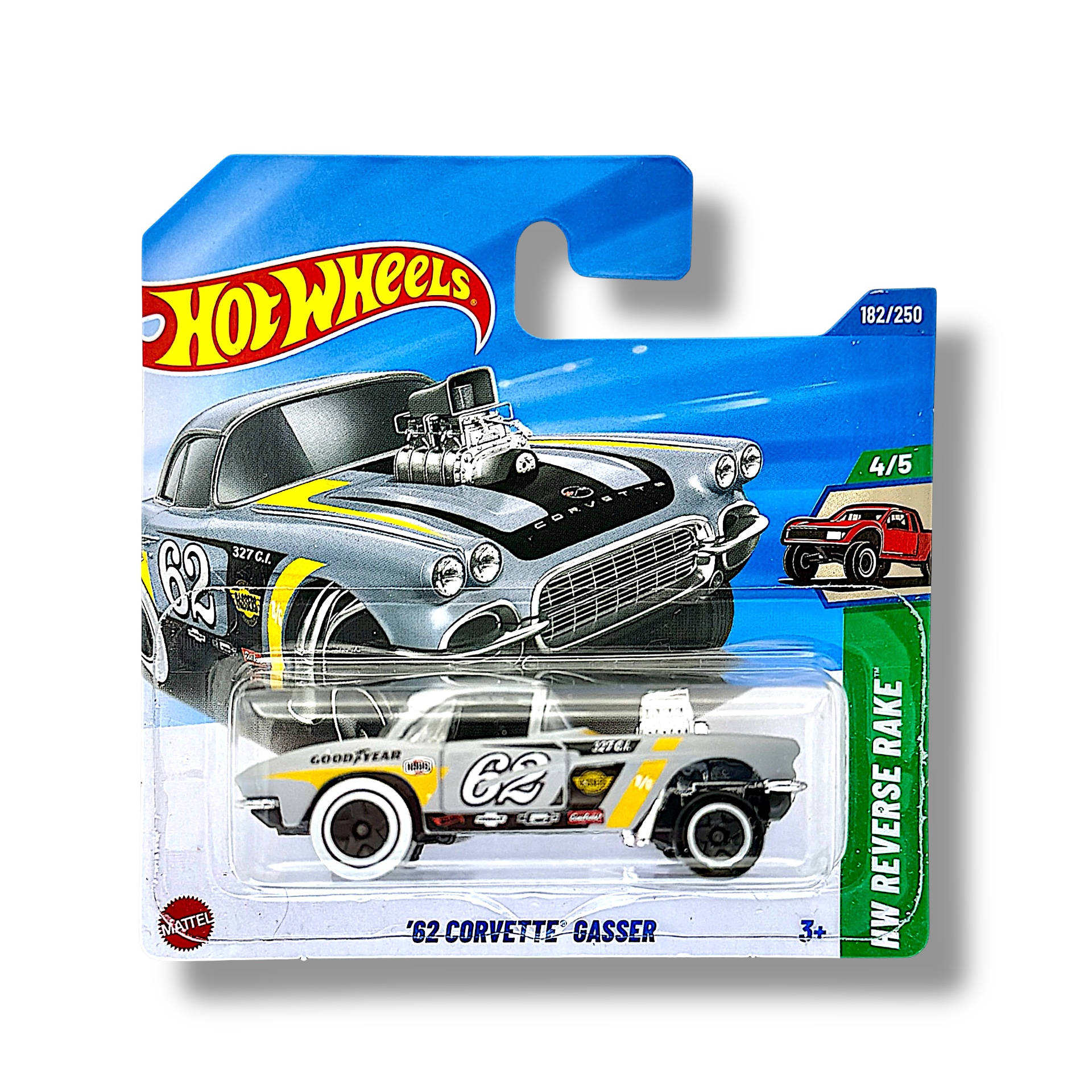 Hot Wheels '62 Corvette Gasser (Grey White, Yellow & Black) JBB08