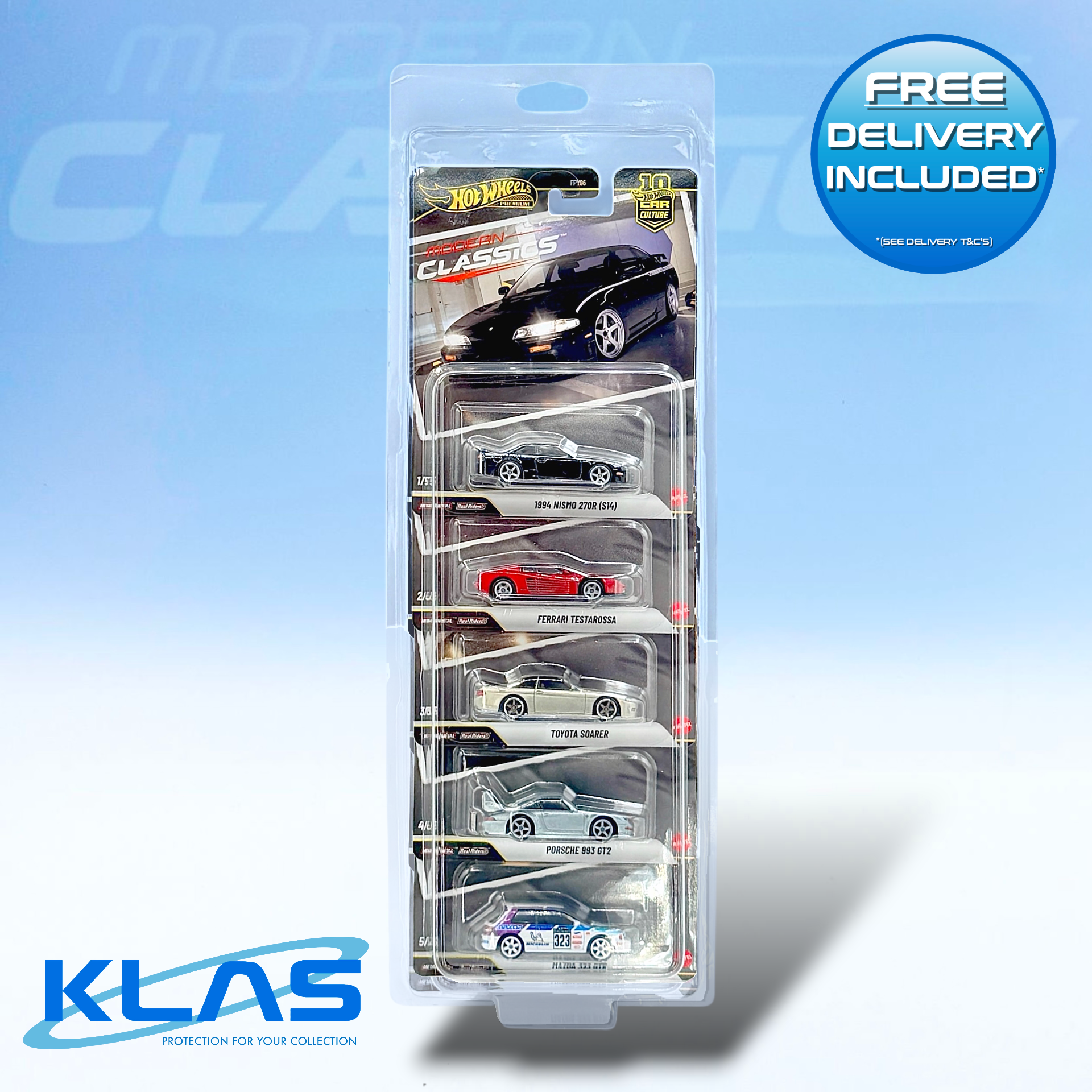 Hot Wheels Car Culture Modern Classics 5 Car Set with KLAS Car Keeper Protector and Free UK Delivery