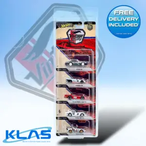 Hot Wheels Premium Car Culture 10 Year Anniversary Vintage Racing 5 Car Set + KLAS Car Keeper Protector/s