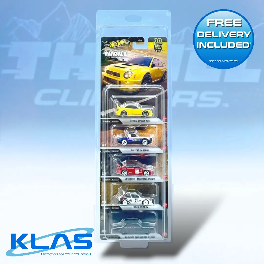 Hot Wheels Car Culture Thrill Climbers 5 Car Set with KLAS Car Keeper Protector and Free UK Delivery