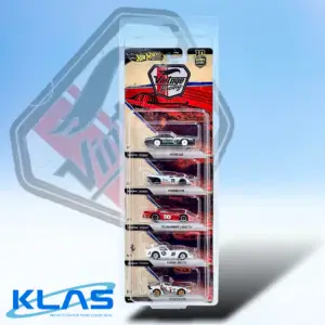 Hot Wheels Premium Car Culture 10 Year Anniversary Vintage Racing 5 Car Set + KLAS Car Keeper Protector/s