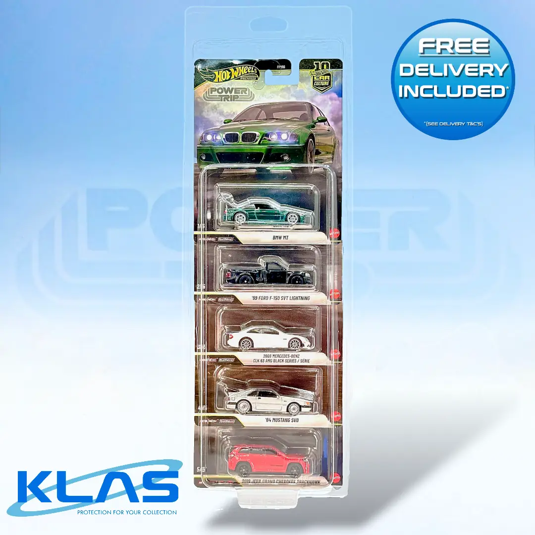 Hot Wheels Car Culture Power Trip 5 Car Set with KLAS Car Keeper Protector and Free UK Delivery