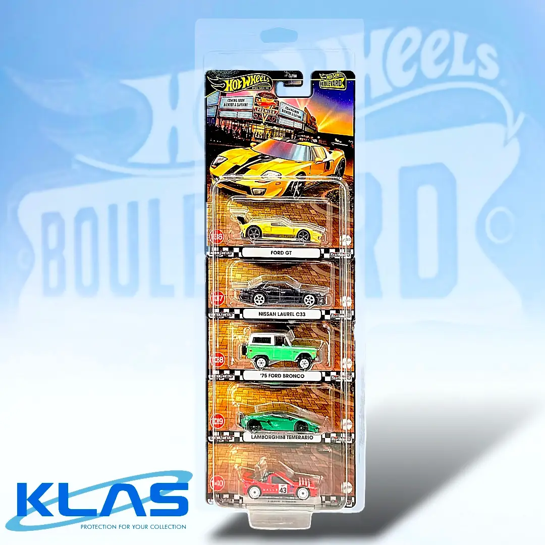 Hot Wheels Boulevard, Hot Wheels Premium, Boulevard 136, Boulevard 137, Boulevard 138, Boulevard 139, Boulevard 140, Ford GT, Nissan Laurel C33, Ford Bronco, Lamborghini Temerario, Ford RS200, Hot Wheels 5 Car Set, KLAS Car Keepers, Hot Wheels Protectors
