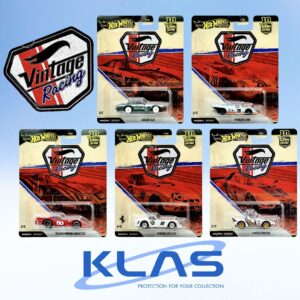 Hot Wheels Premium Car Culture 10 Year Anniversary Vintage Racing 5 Car Set + KLAS Car Keeper Protector/s